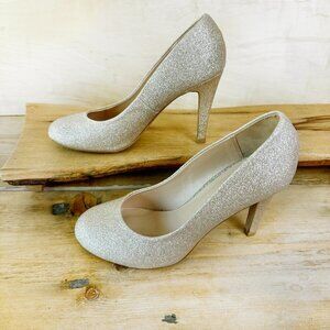 Kelly & Katie Gold Sparkly Pumps Heels Larrissa 8‎ Wedding Formal